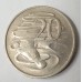 AUSTRALIA 1980 . TWENTY 20 CENTS COIN . ERROR . OIL FILLED DIE ON OBVERSE
